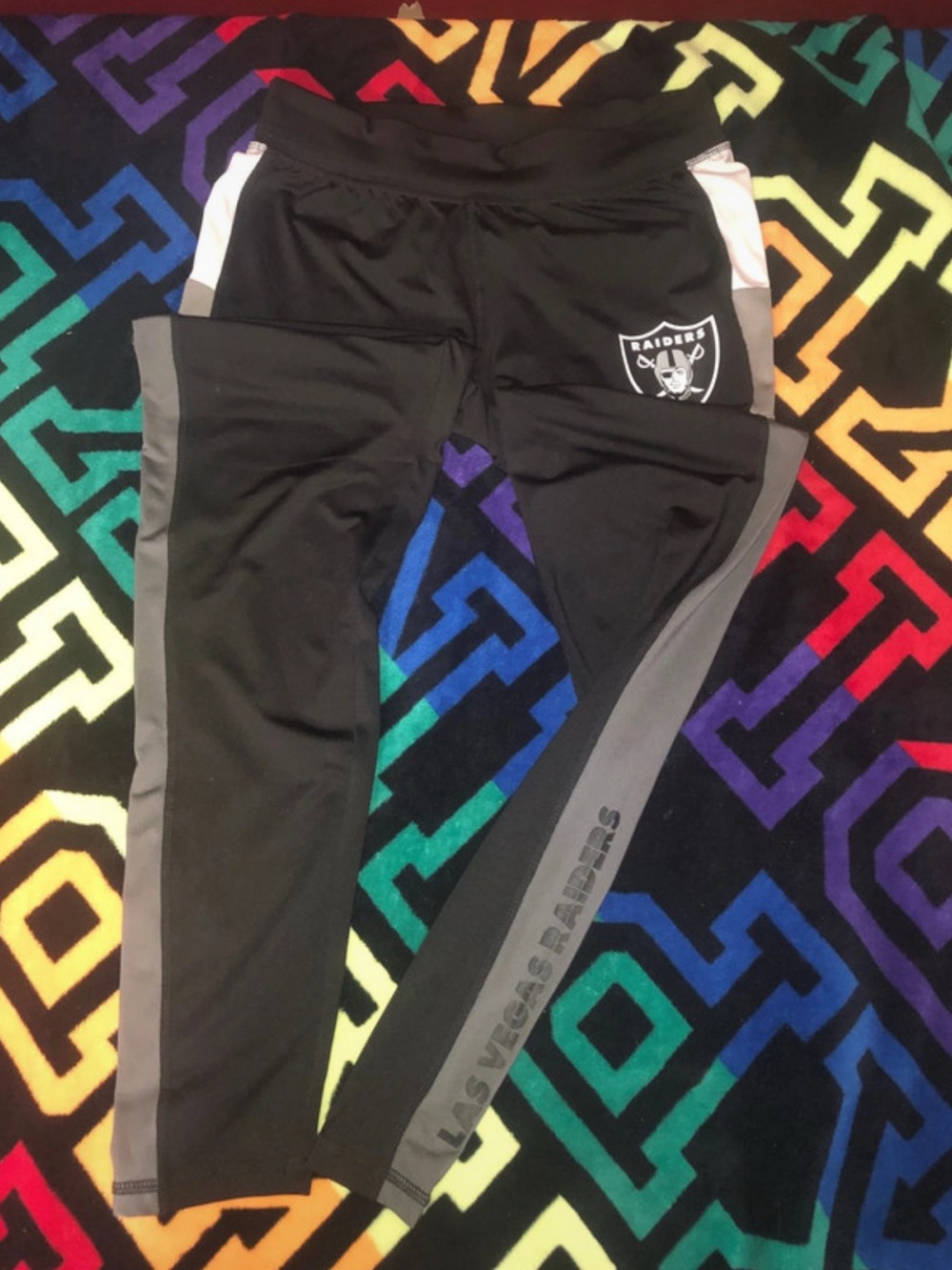 Womans NFL Raiders Leggings Black Athletic Pants Size L